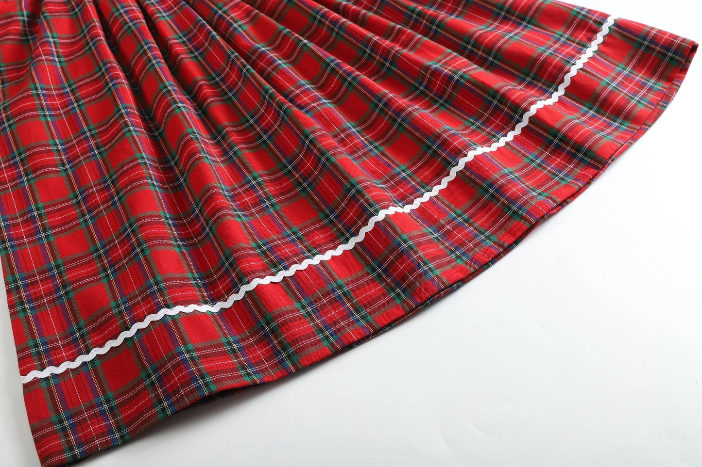 Red and Green Plaid Christmas Tree Smocked Bishop Dress