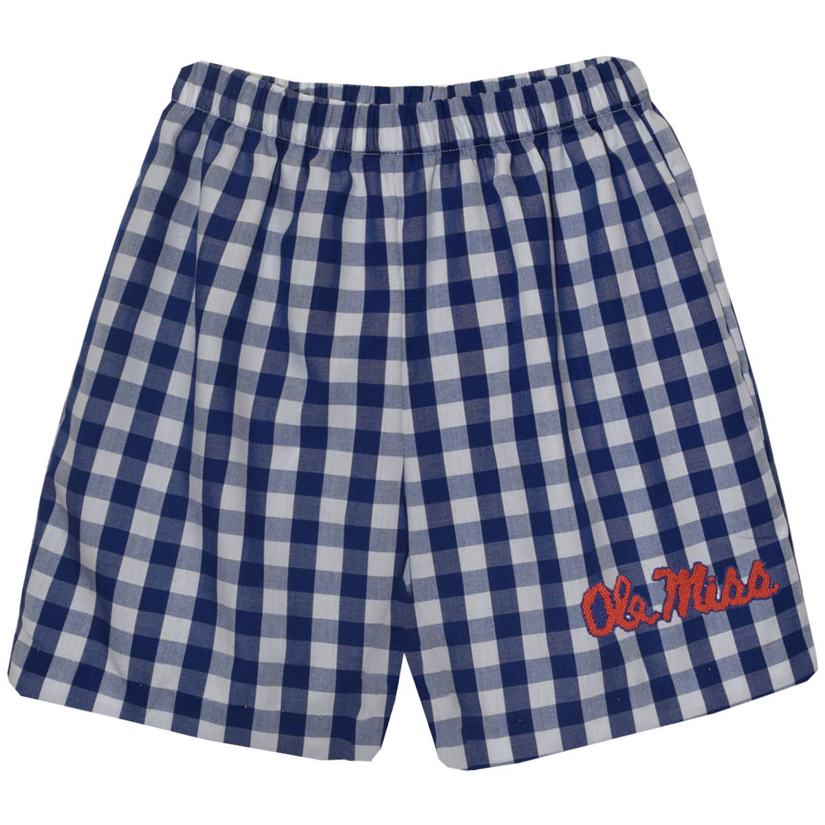Ole Miss Rebels Embroidered Navy Big Check Pull On Short