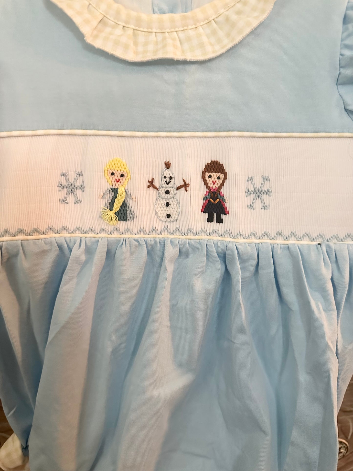 Frozen Light Blue Handsmocked Bubble