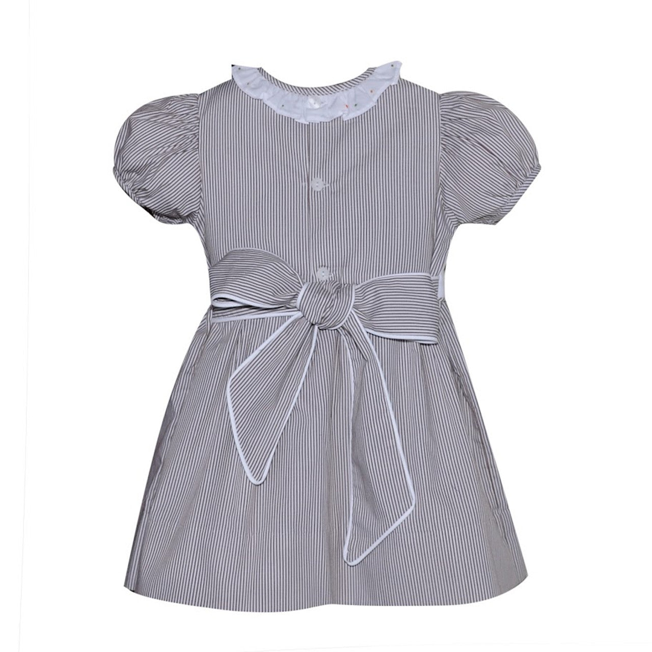 Brown and White Striped Fall Dress with Bow Back