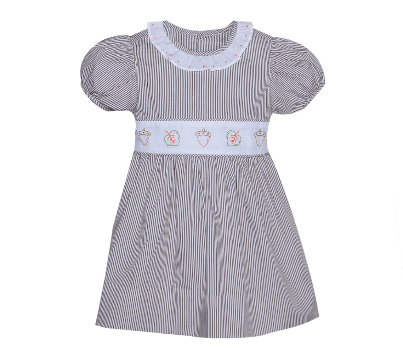 Brown and White Striped Fall Dress with Bow Back