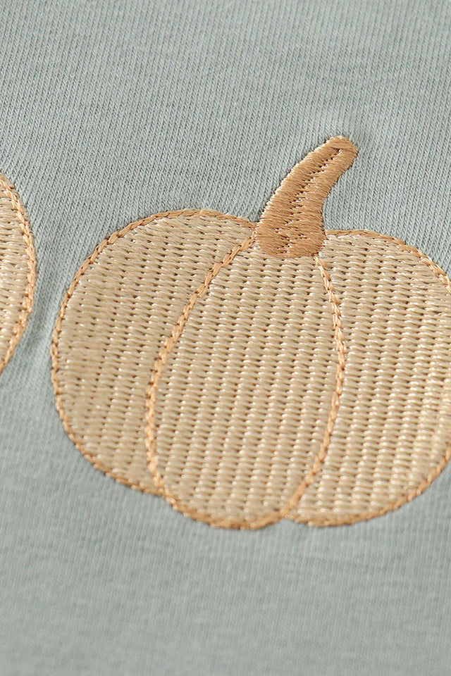 Green Embroidered Boys Pumpkin Shirt