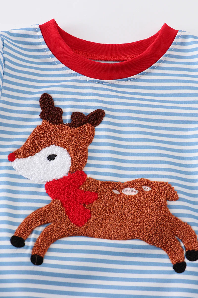 Blue, white Striped deer French knot boy bubble