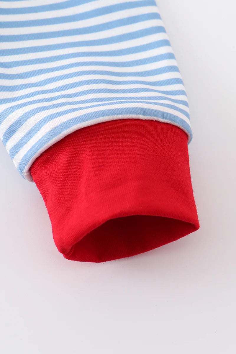 Blue, white Striped deer French knot boy bubble