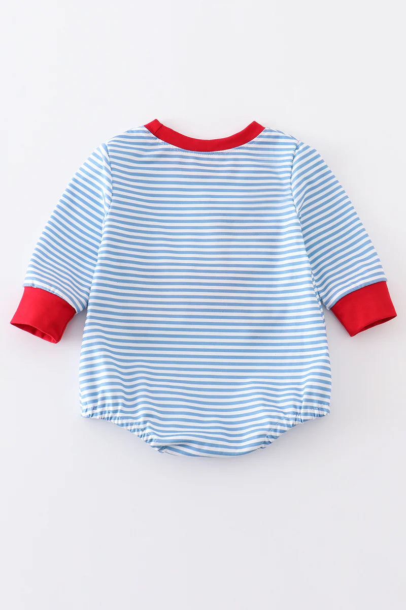 Blue, white Striped deer French knot boy bubble