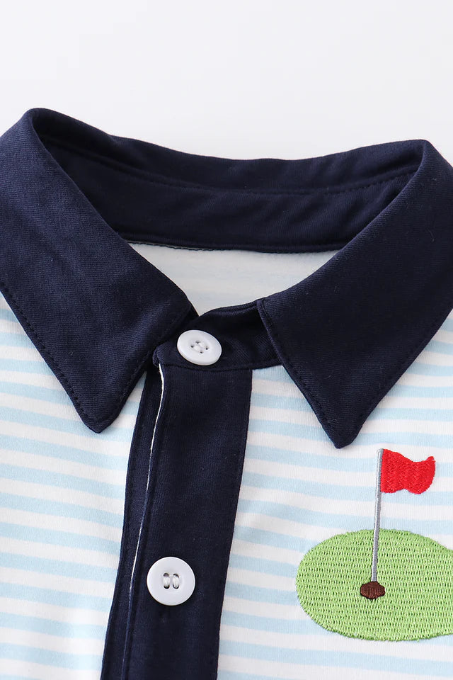 Boys Striped Embroidered Golf Shirt