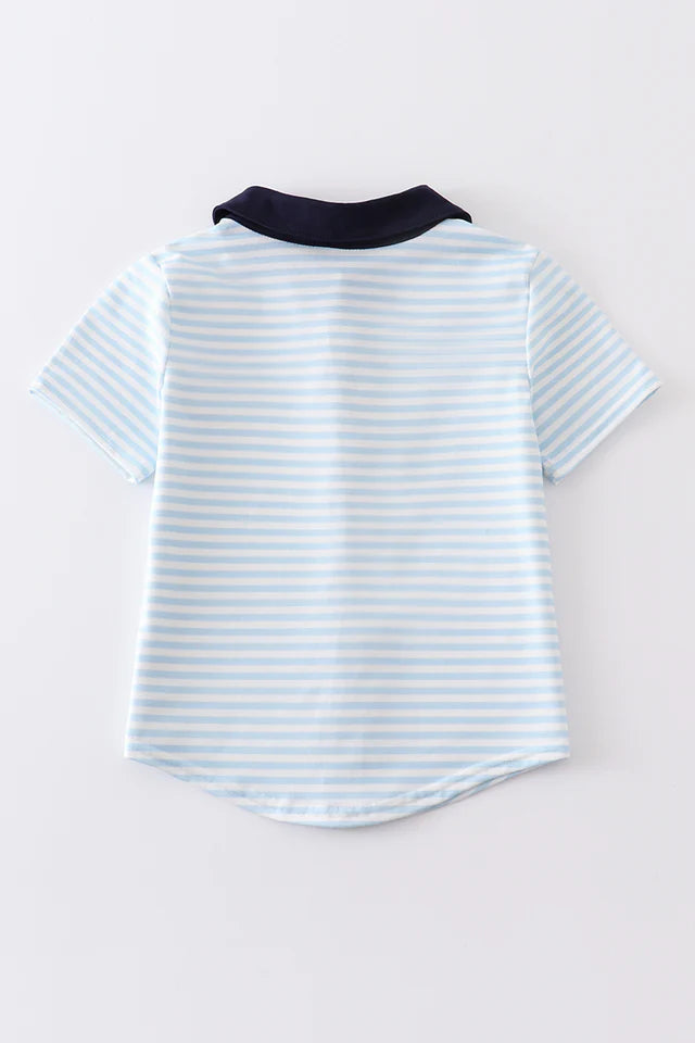 Boys Striped Embroidered Golf Shirt