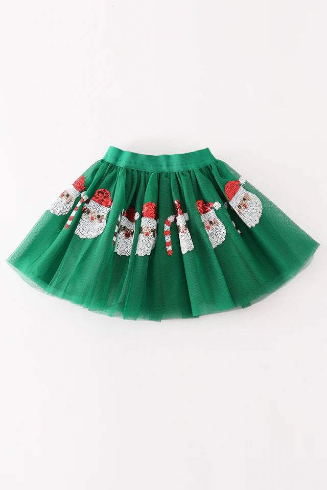 Green Santa Claus sequin tutu skirt