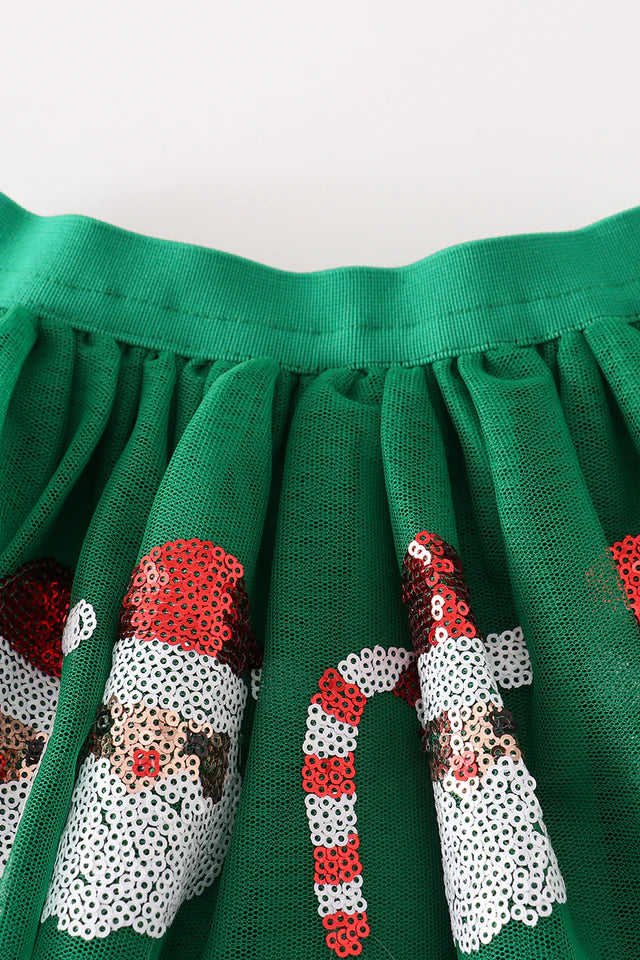Green Santa Claus sequin tutu skirt