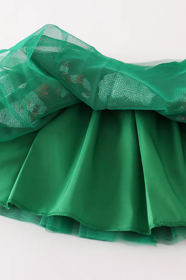 Green Santa Claus sequin tutu skirt