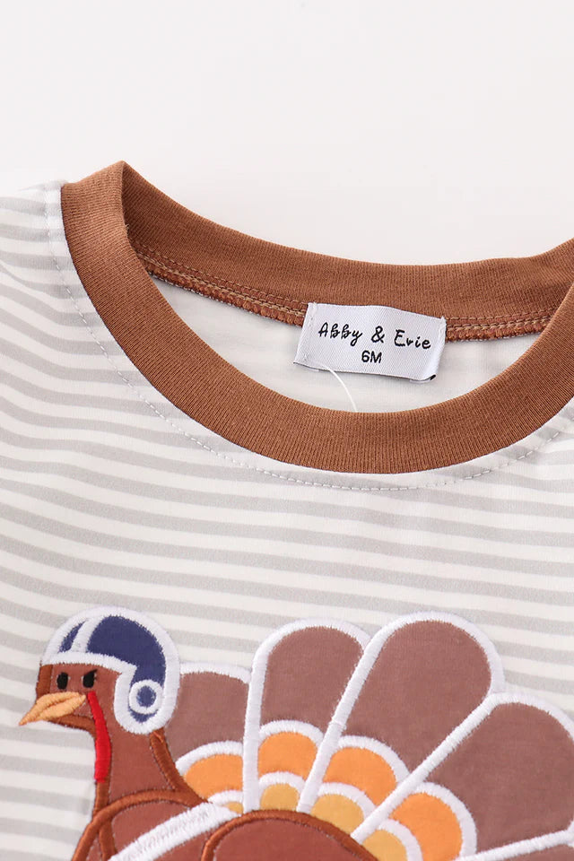 Stripe turkey applique boy romper