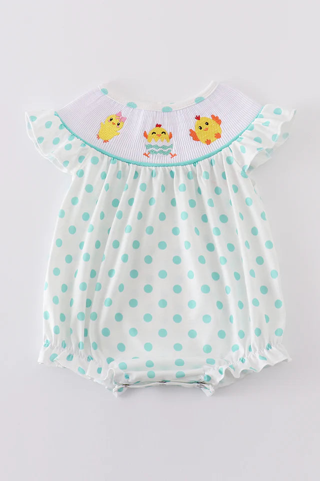 DOT CHICK EMBROIDERY SMOCKED BUBBLE