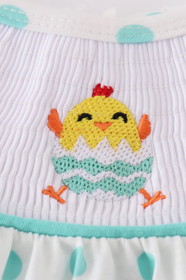DOT CHICK EMBROIDERY SMOCKED BUBBLE