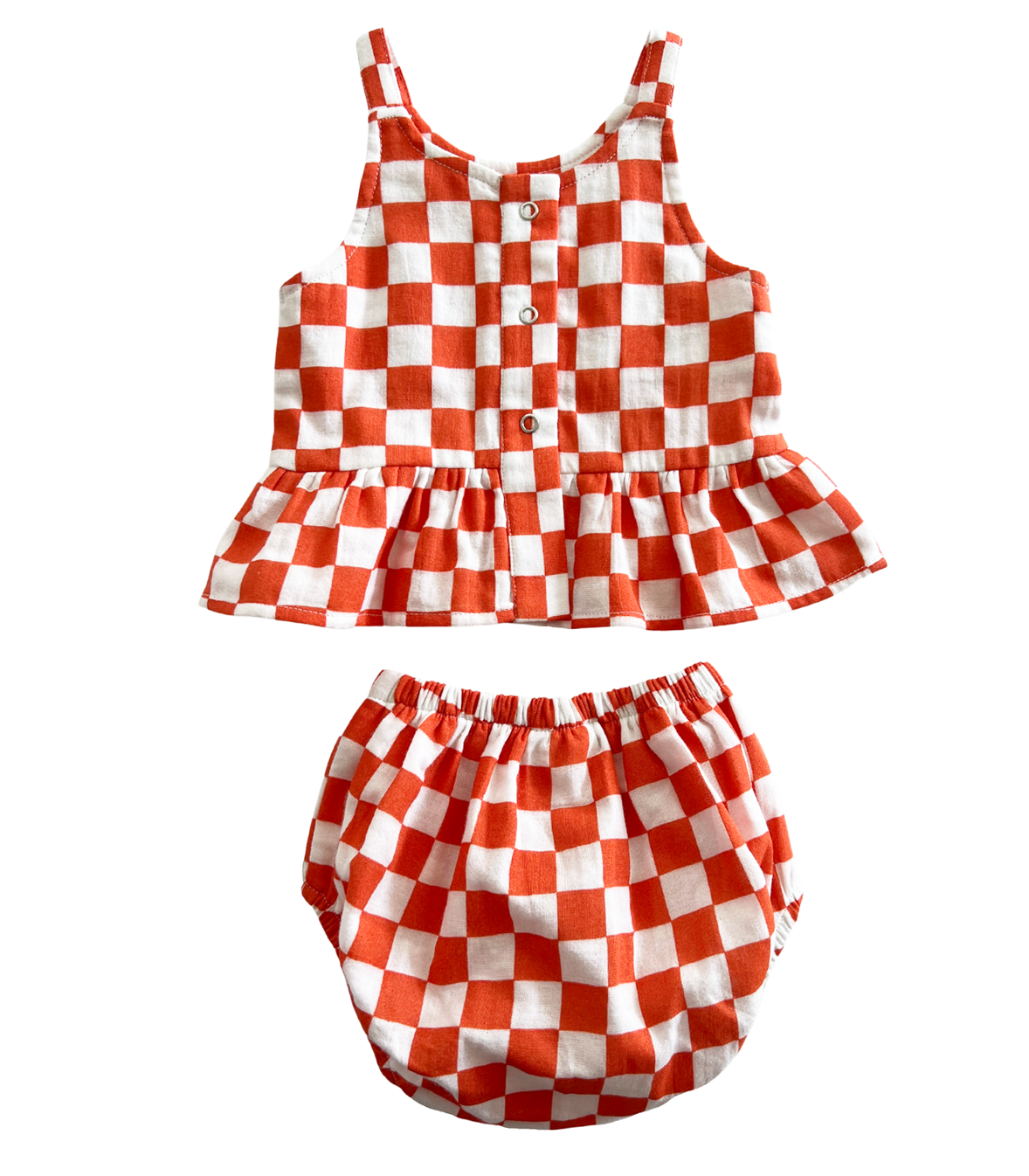 Tangerine Checkerboard / Organic Peplum Se