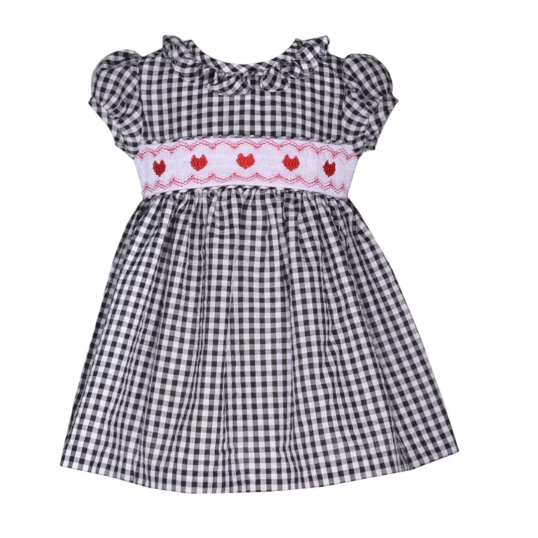 Girls Heart Smocking Dress
