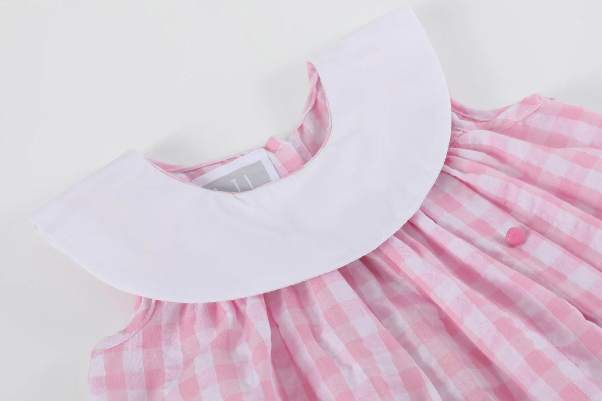 Pink Gingham Bunny Family Yoke Dress
