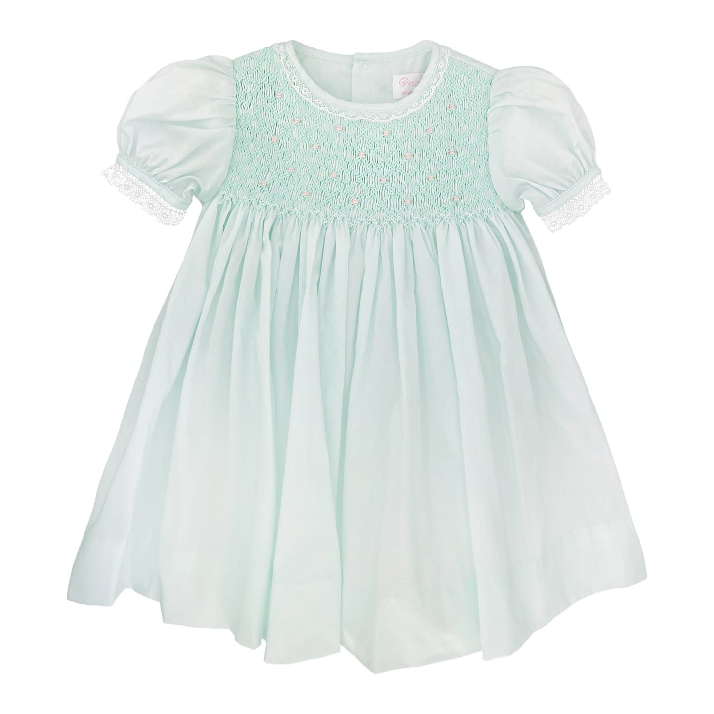 Fully Smocked Dress with French Lace-MINT