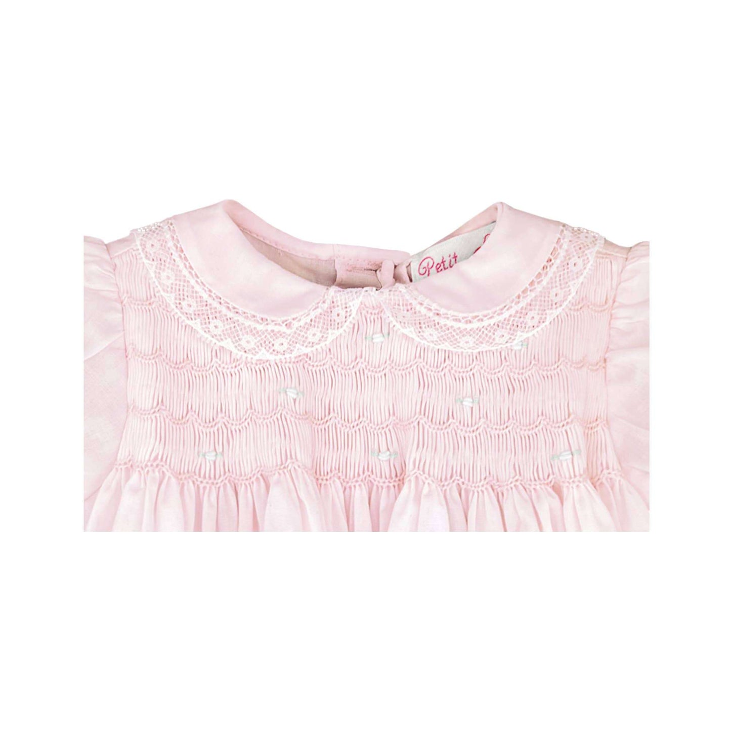 Pink Fully Smocked Dress with Lace detail