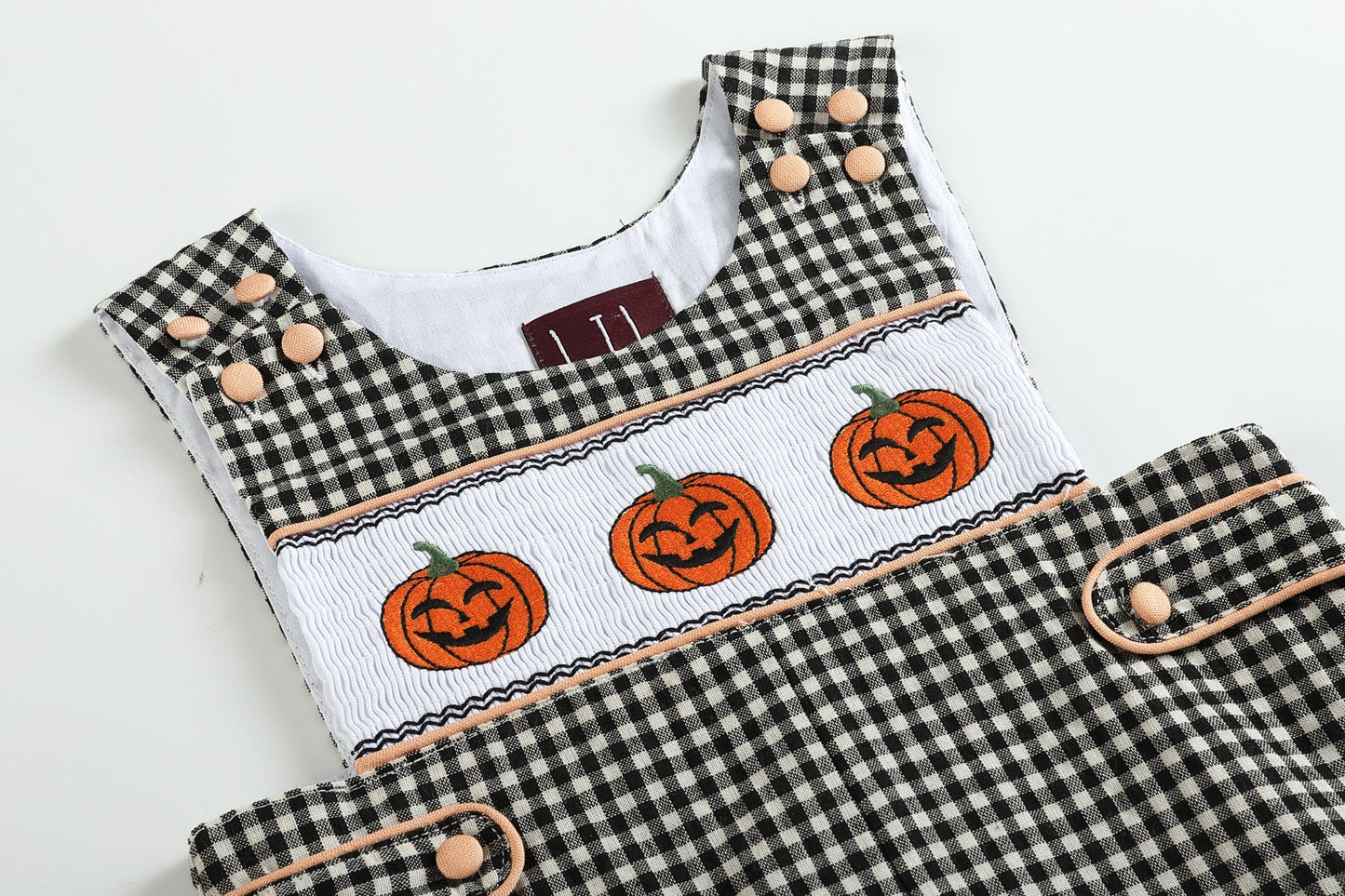 Black Gingham Pumpkin Smocked Jon Jon