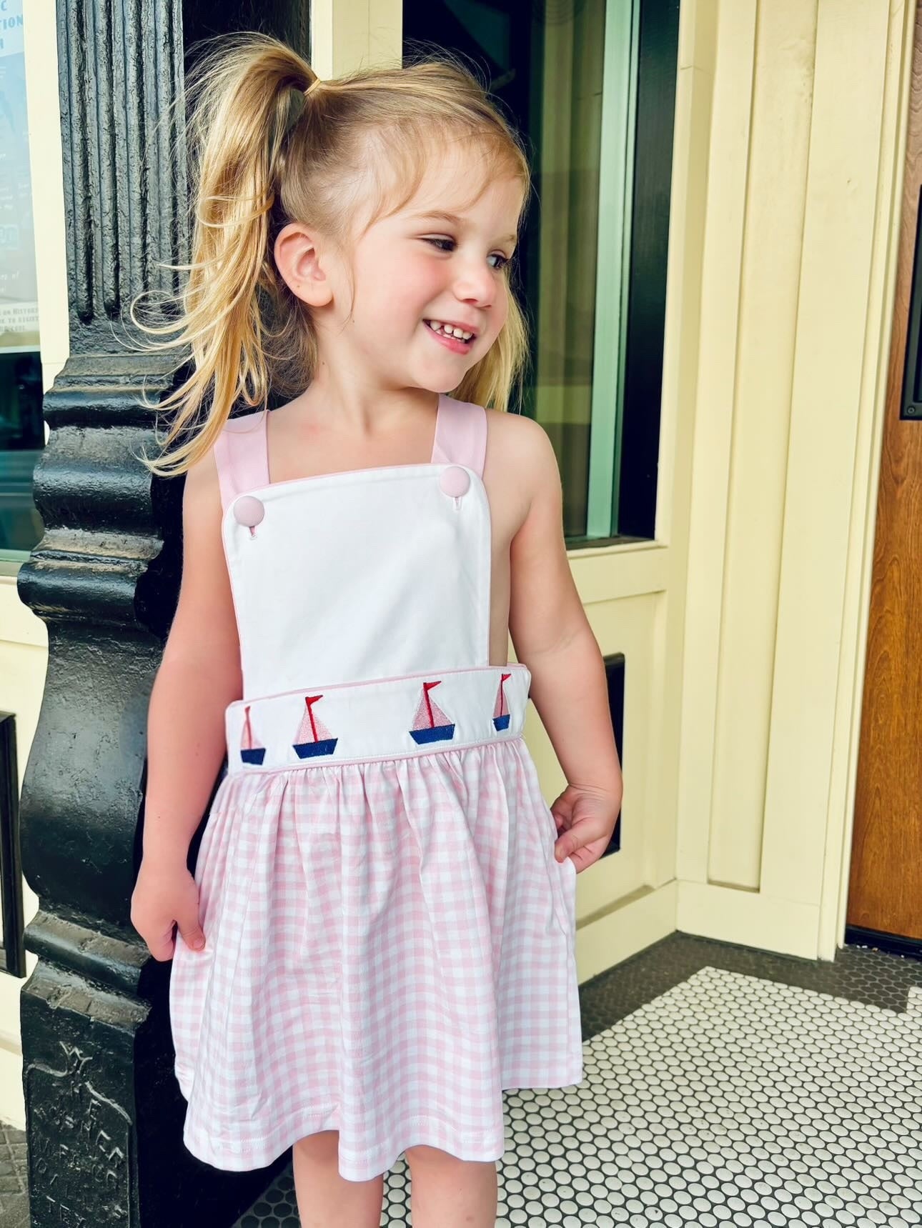Sailboat embroidery baby dress