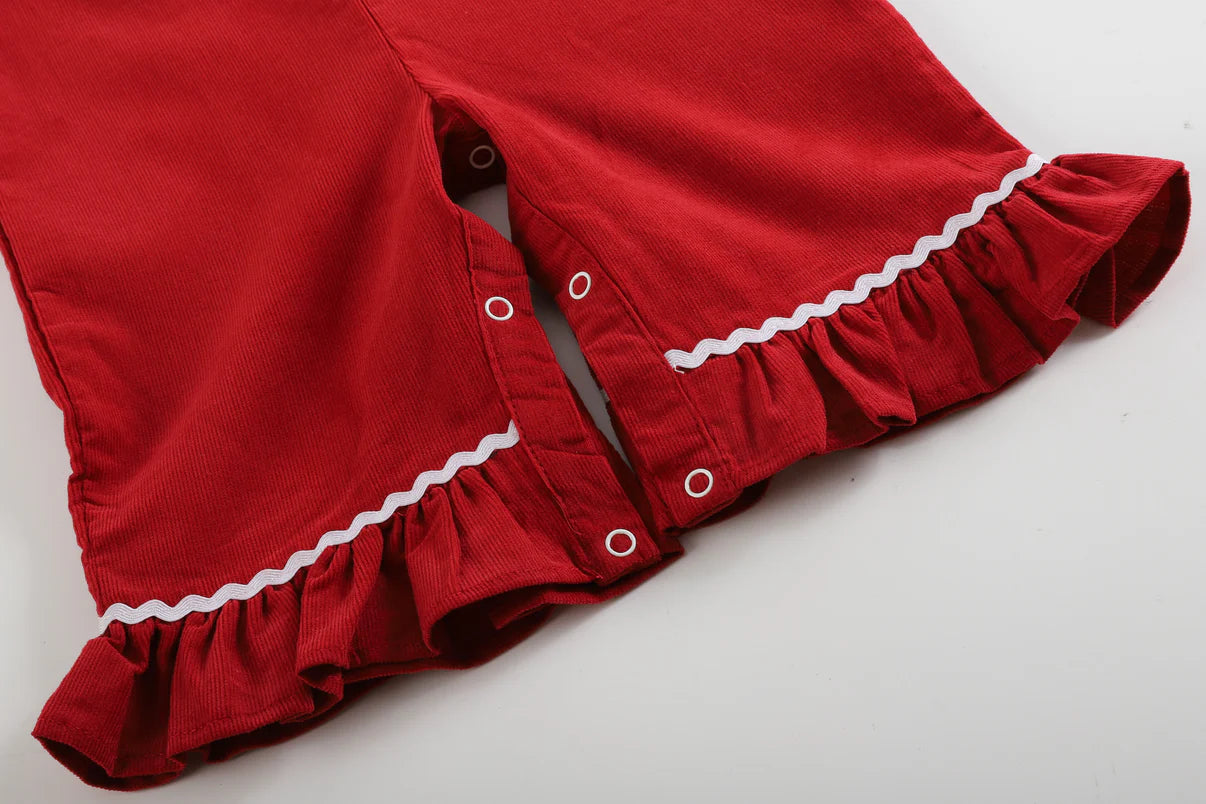 Red Corduroy Nativity Smocked Jumper