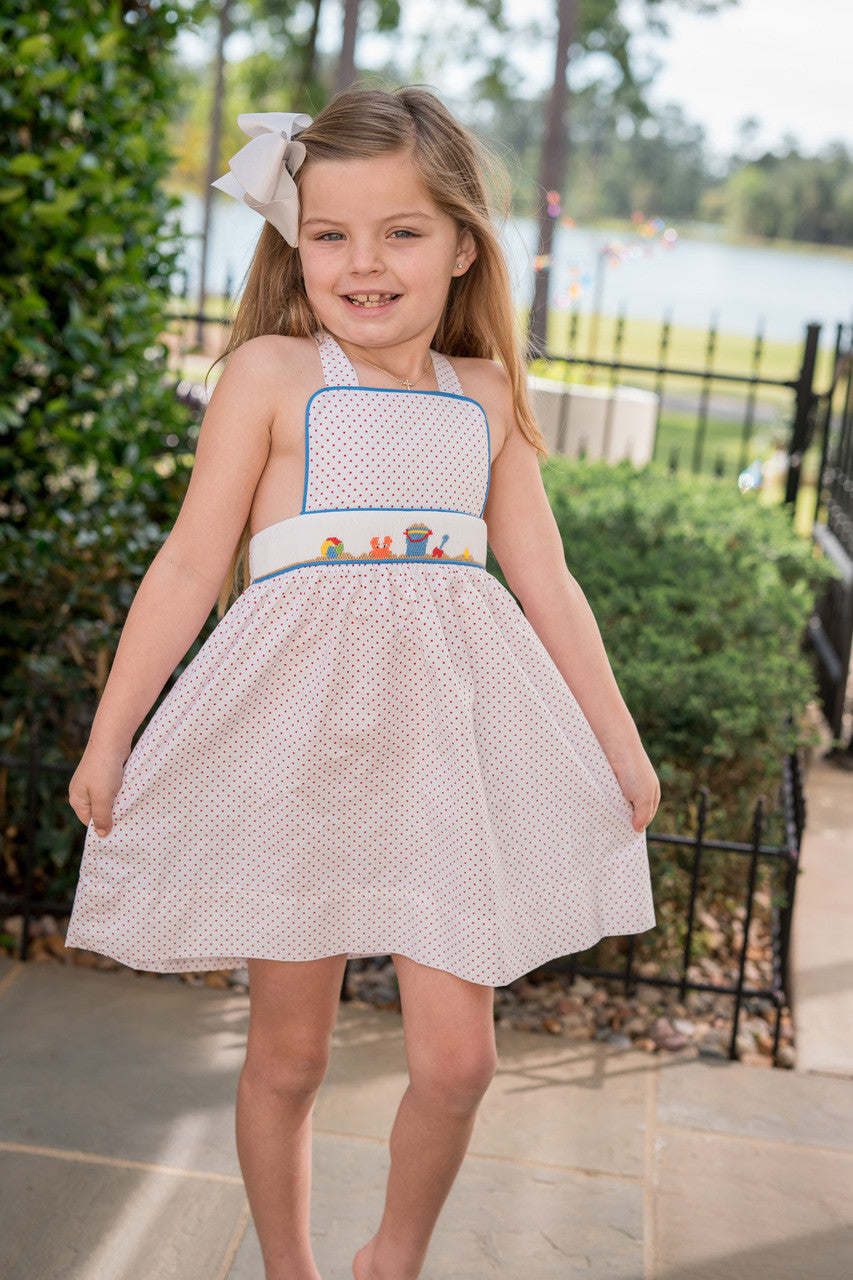 Playing in the sand Smocked Sundress