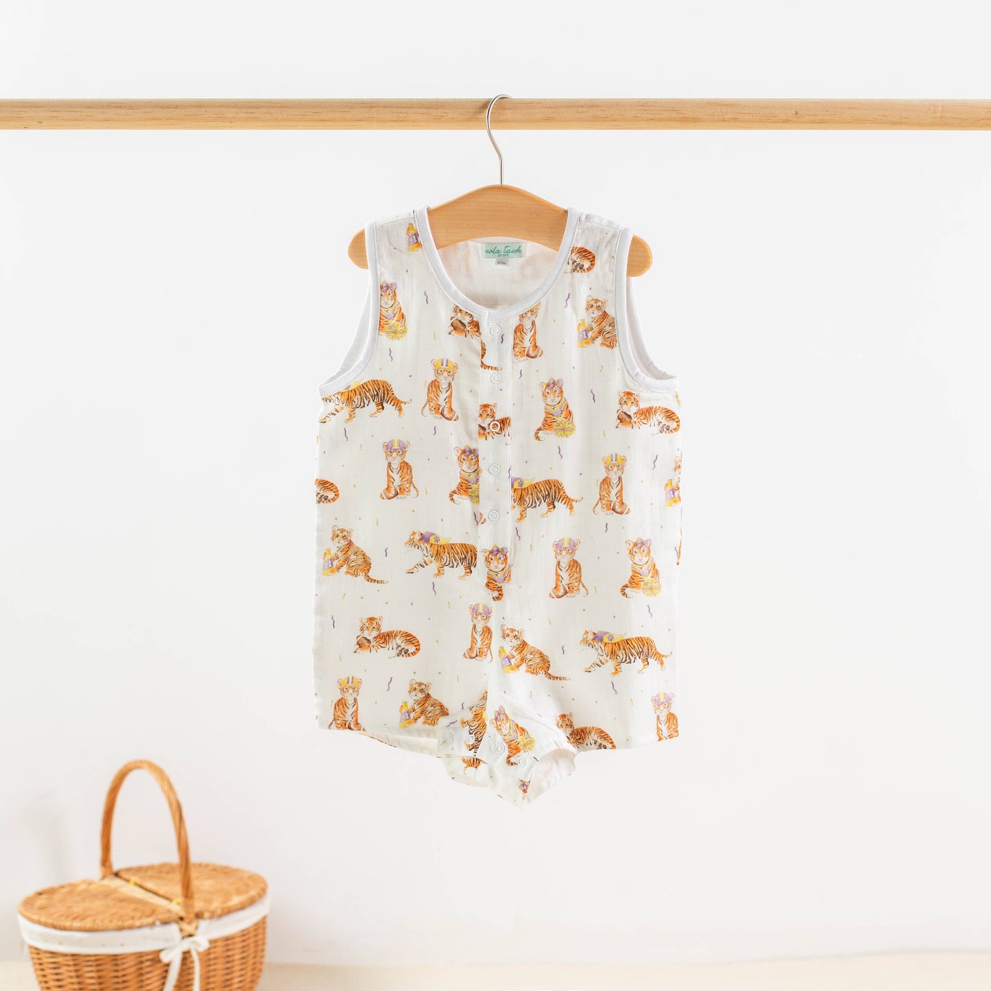 Louisiana Tigers Organic Muslin Shortalls_tigers