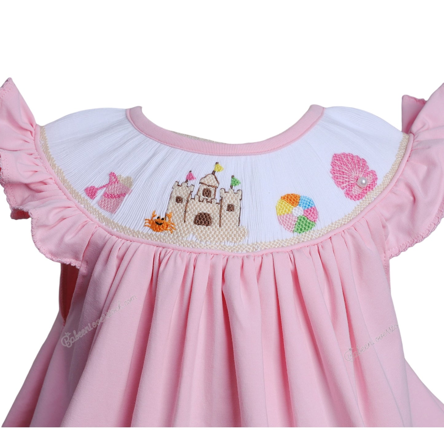 Cute sandy Castle smocked girl short set