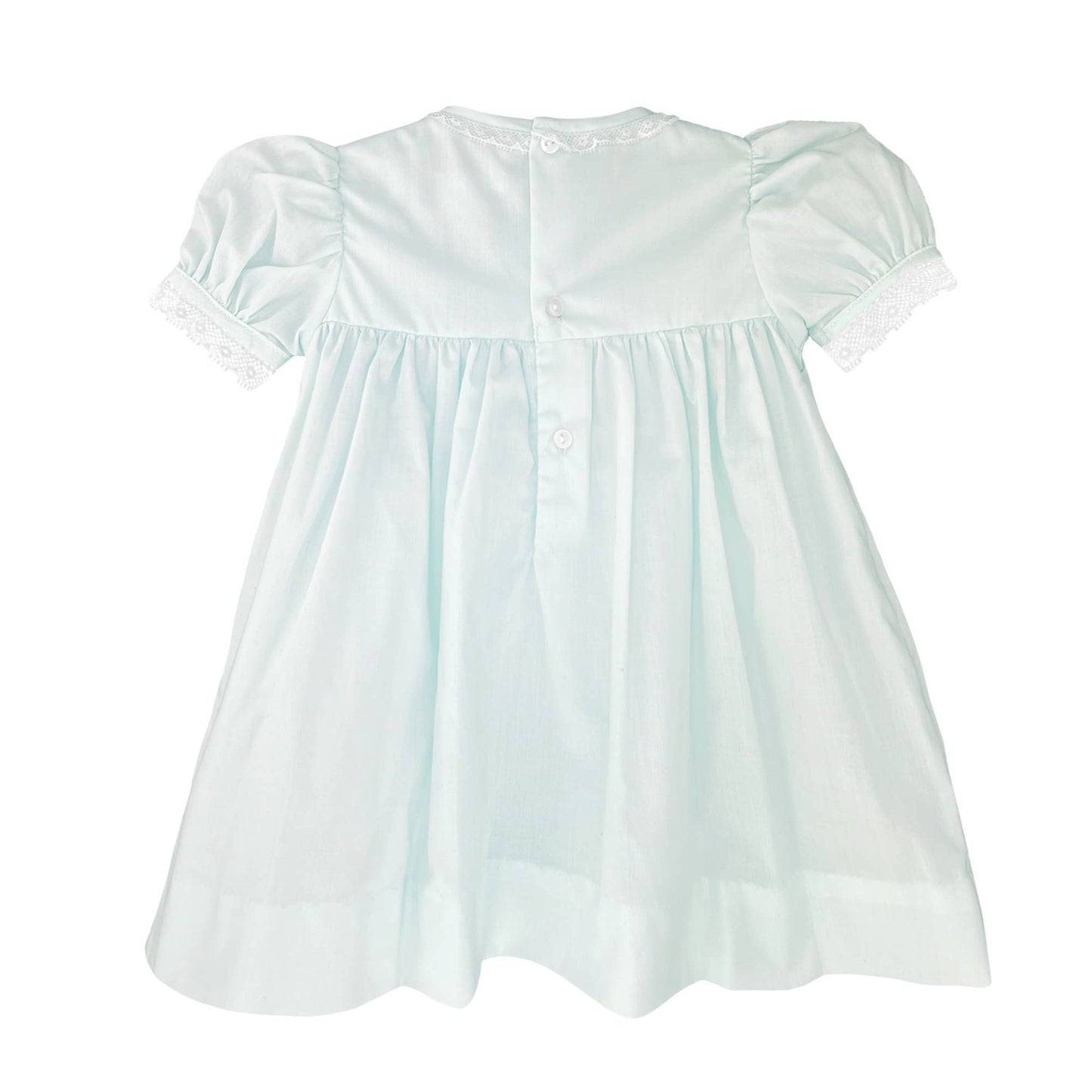 Fully Smocked Dress with French Lace-MINT