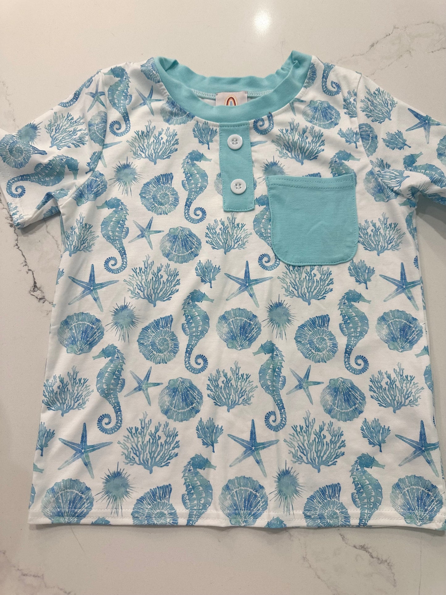 Boys Marine Creature Button Tee