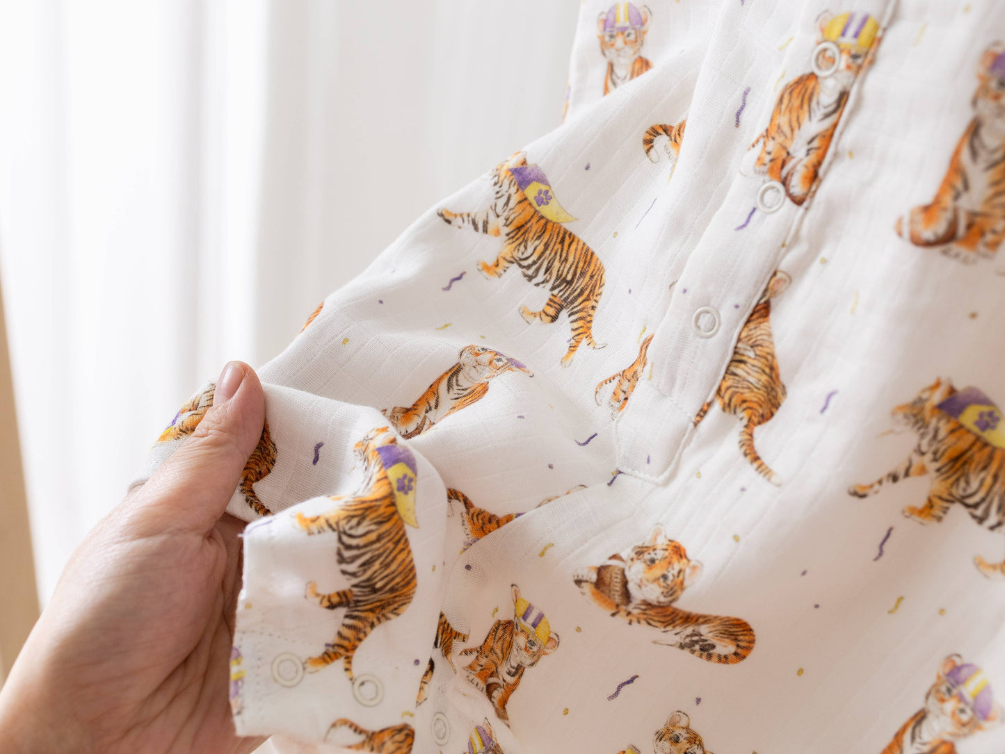 Louisiana Tigers Organic Muslin Shortalls_tigers
