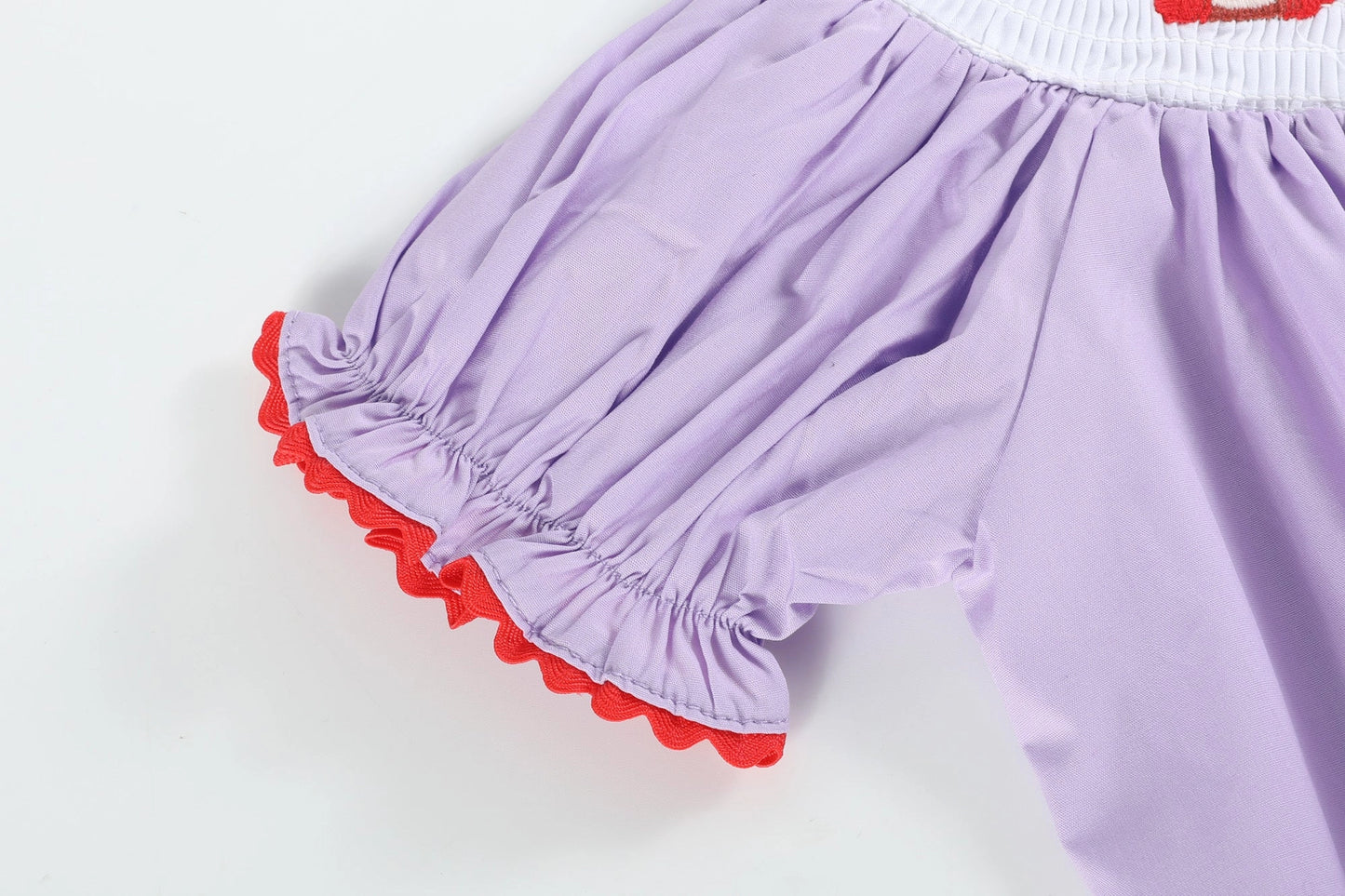 Purple Gingham Crayon Smocked School Bishop