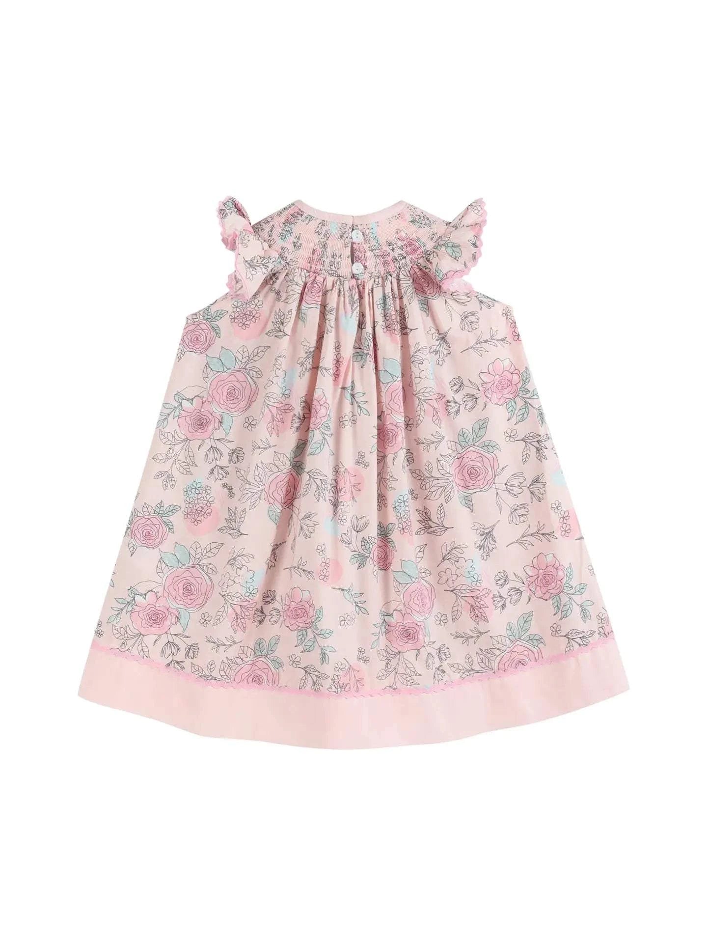 Pink Rose Smocked Bishop Dress