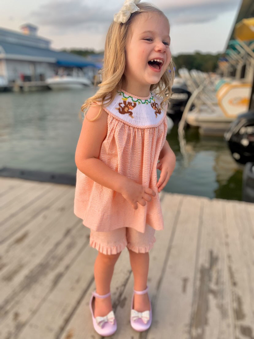 Smocked Monkey Short Set