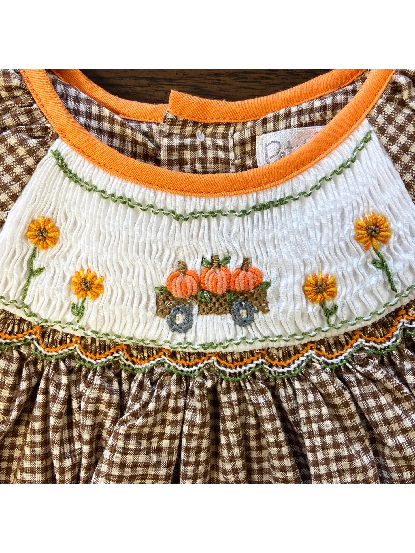 Picture Smocked Pumpkin Dress