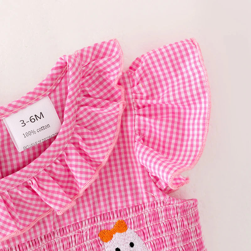 Pink Gingham Halloween Ghost Romper