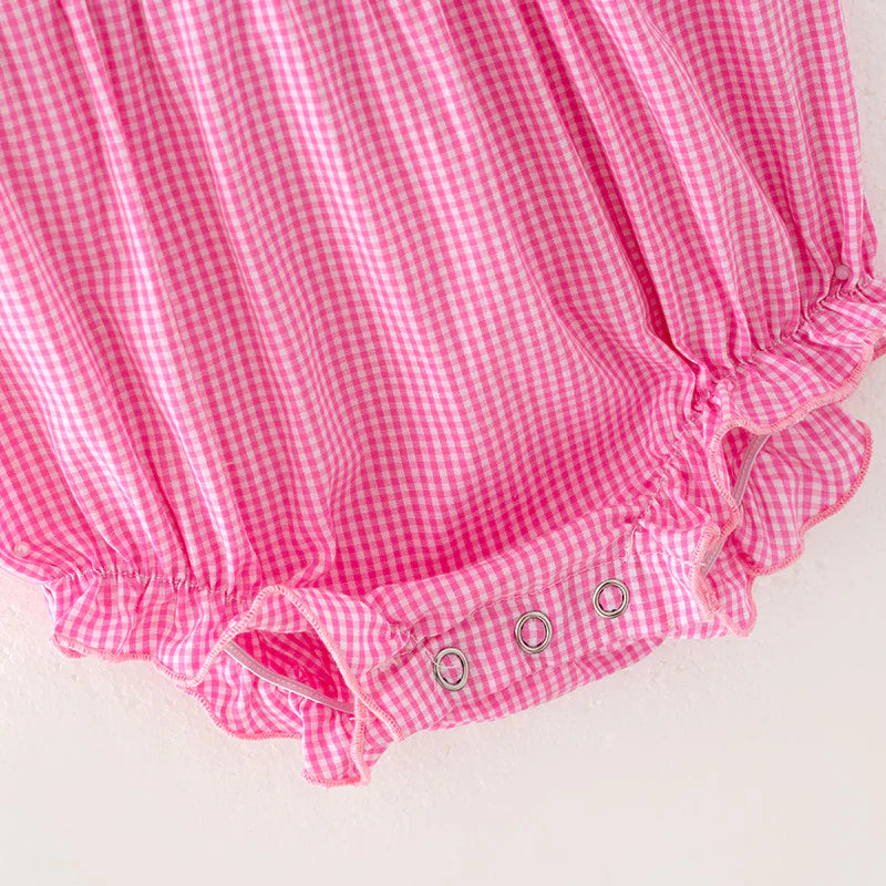 Pink Gingham Halloween Ghost Romper