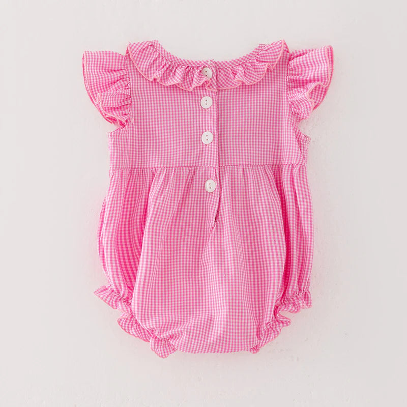 Pink Gingham Halloween Ghost Romper