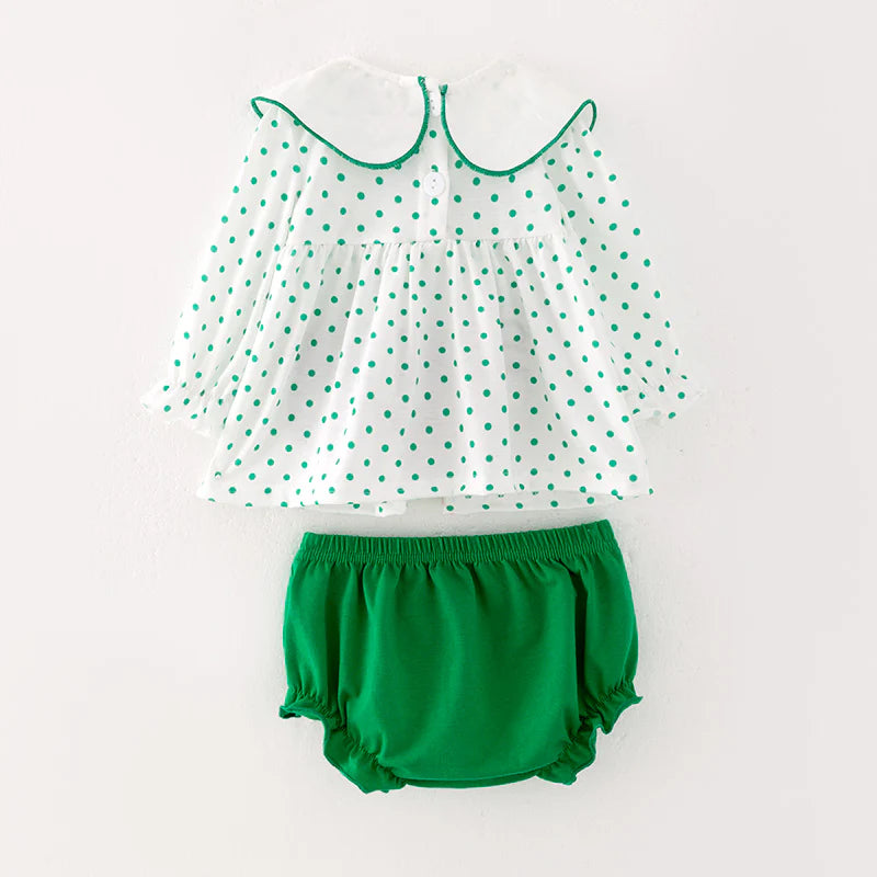 Baby Girls Christmas Cartoon Embroider Romper Set