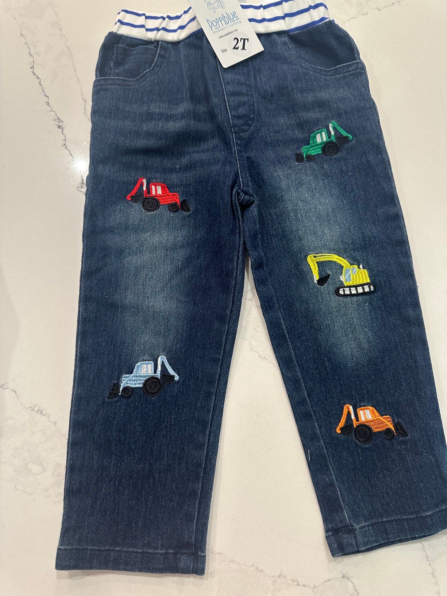 Boys Construction Embroidered Jeans