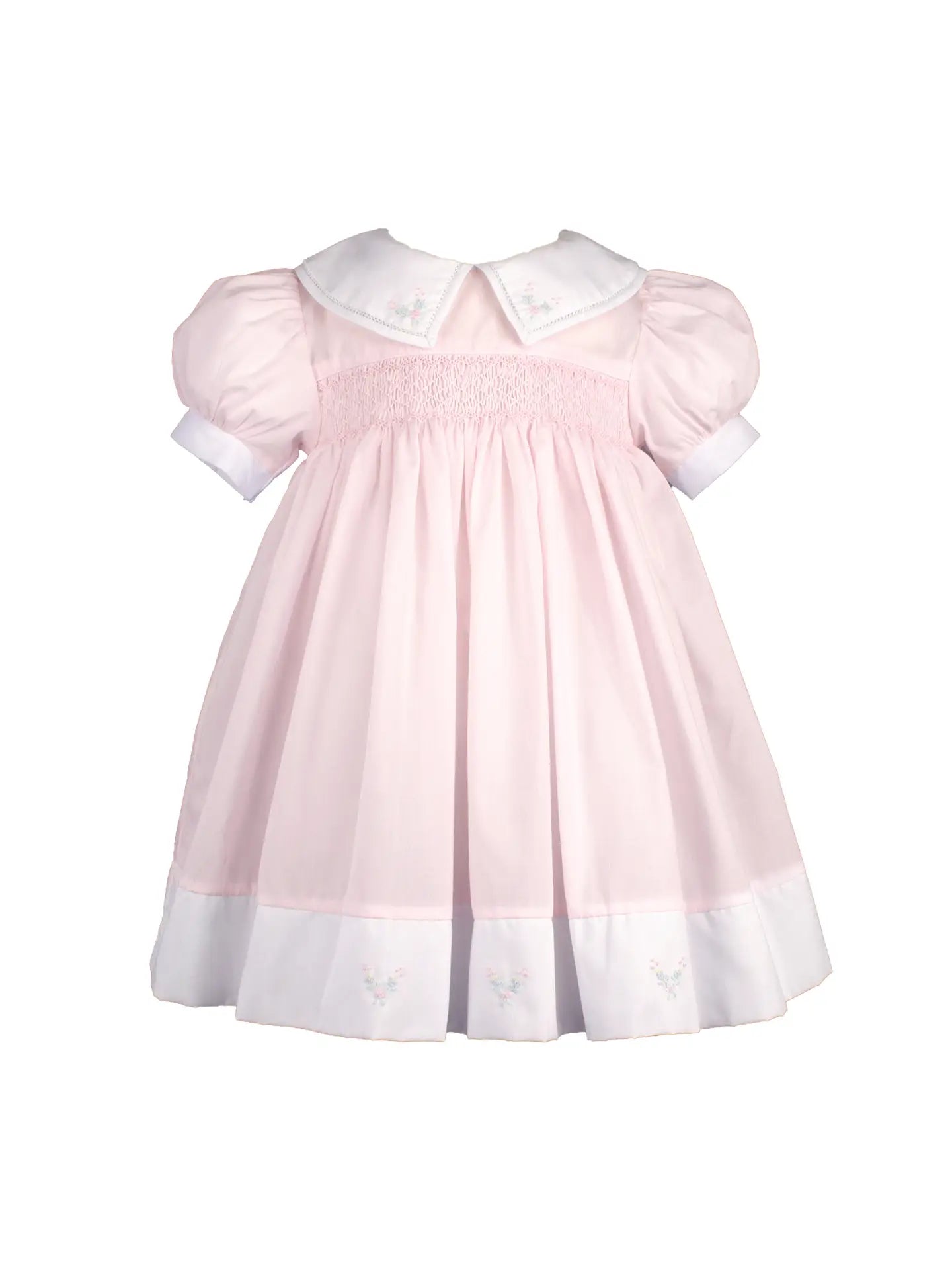 pink smocked split collar