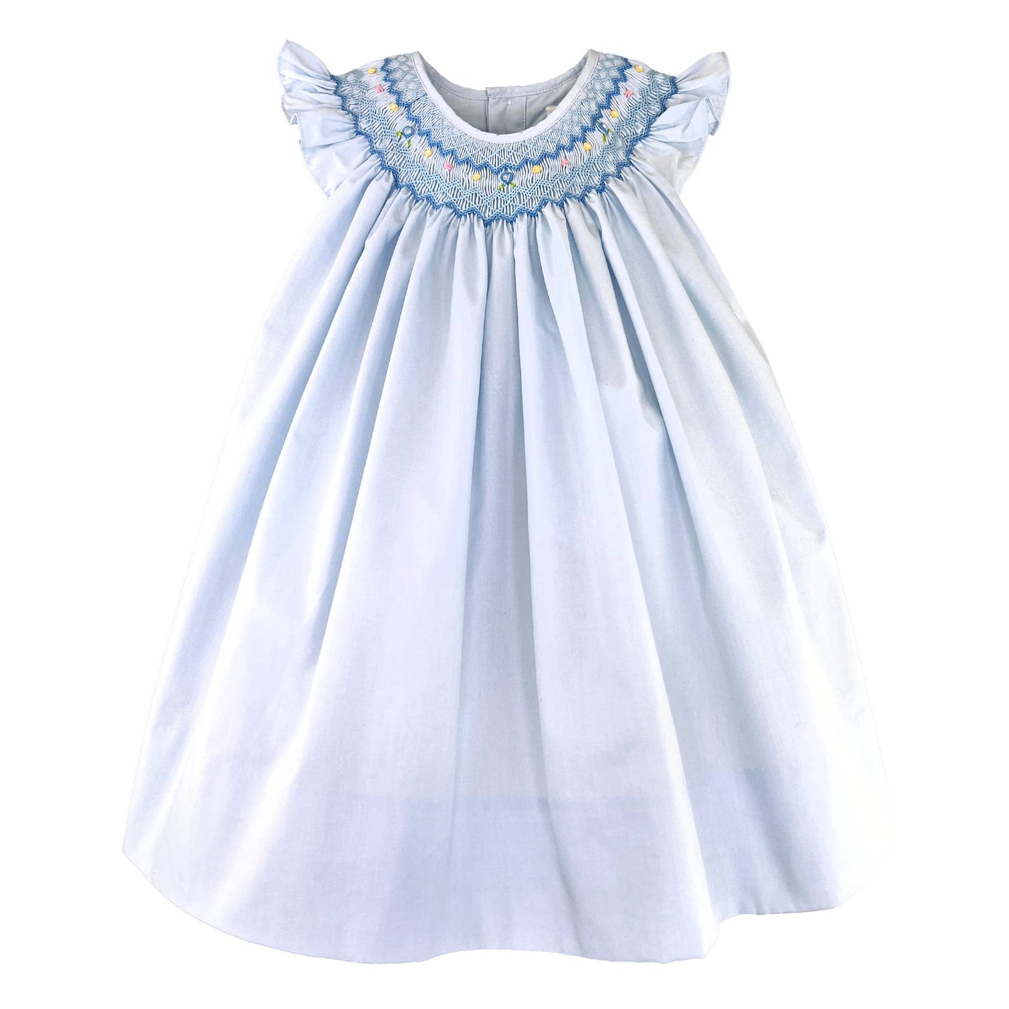 Blue Dress with Bishop Smocking