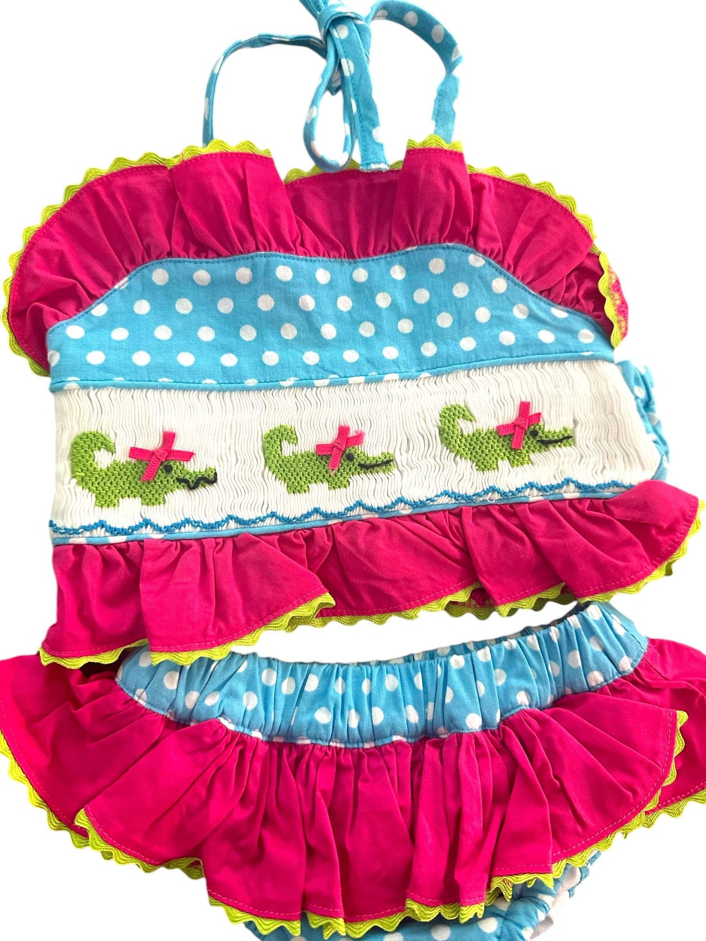 Handsmocked Alligator Swim Set girls