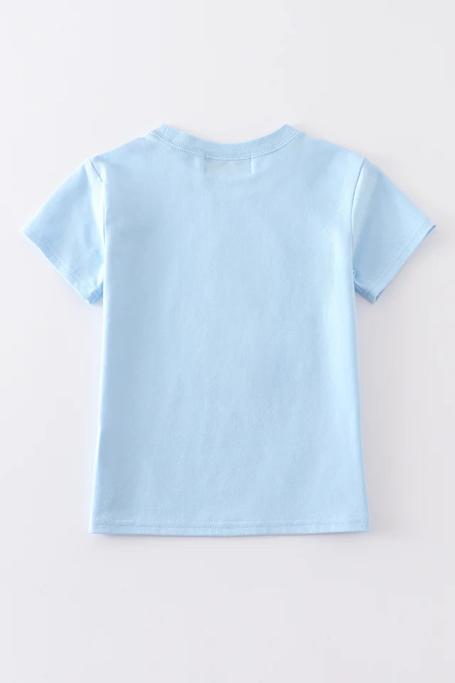 Easter Blue dog applique boy top
