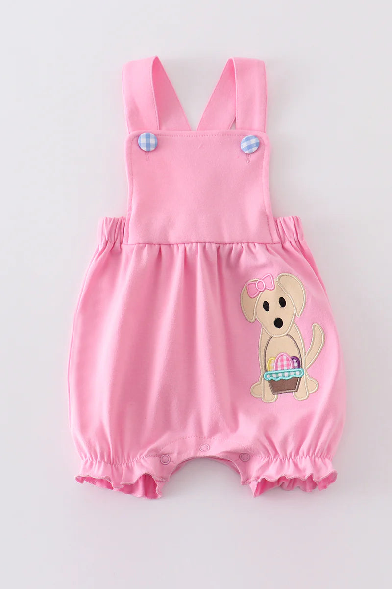 Pink Premium Easter Applique Dog Romper