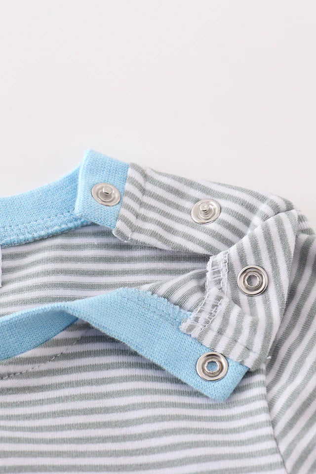 Premium stripe reindeer applique boy romper