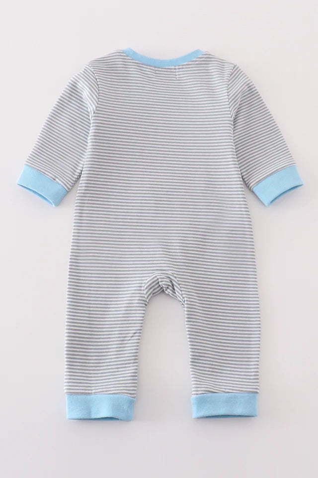 Premium stripe reindeer applique boy romper