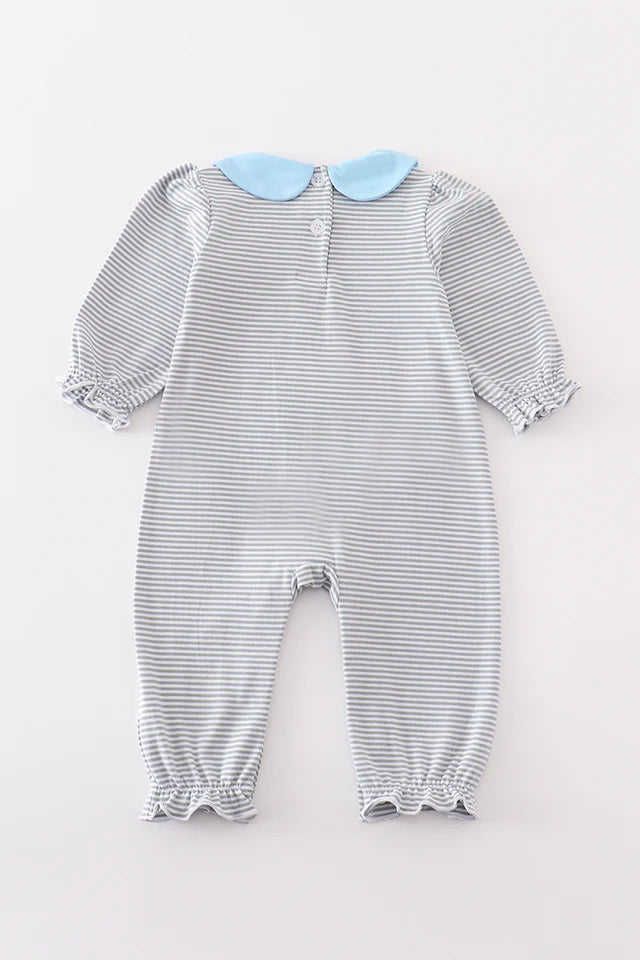 Premium stripe reindeer applique girl romper