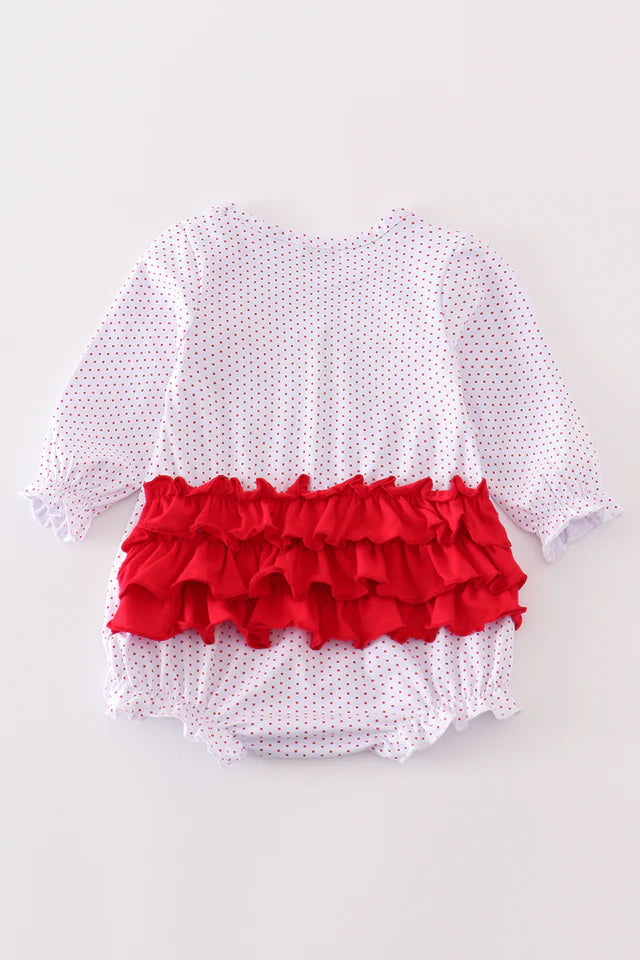 Premium red dot christmas tree embroidery girl bubble