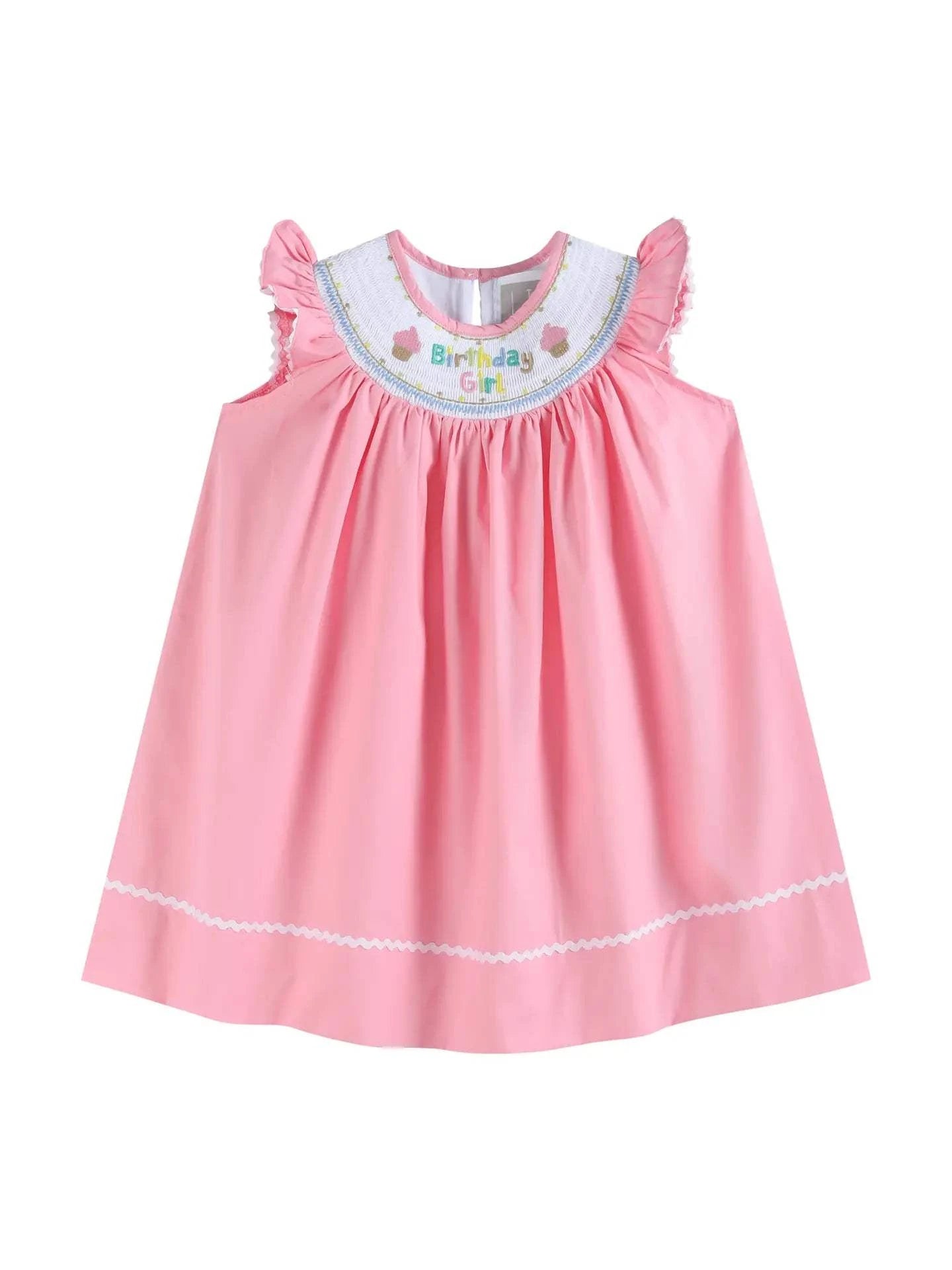Pink Birthday Girl Smocked Bishop Party Dress